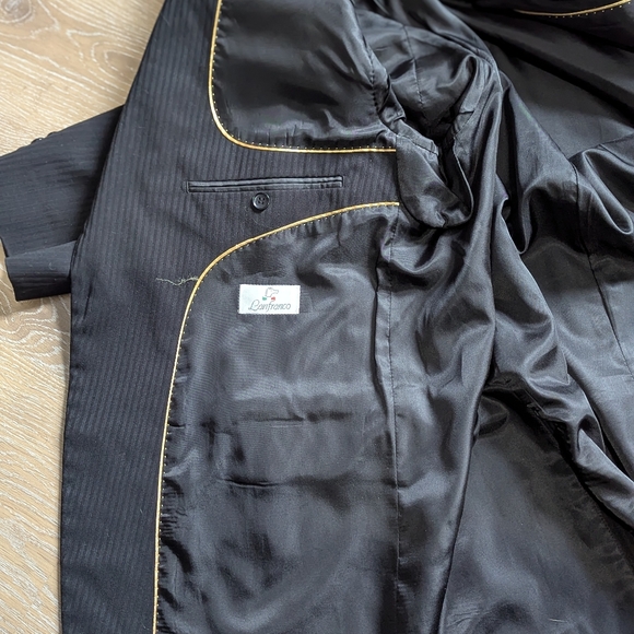 Lanfranco Classic Black Men's Pinstripe Suit Jacket Formal Refined Sleek - Picture 10 of 15